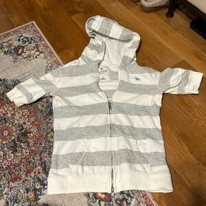 Kids | gray, and white Abercrombie short sleeve jacket with hoodie